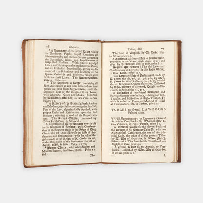 An early edition of this catalogue of English books on the common law and statutes