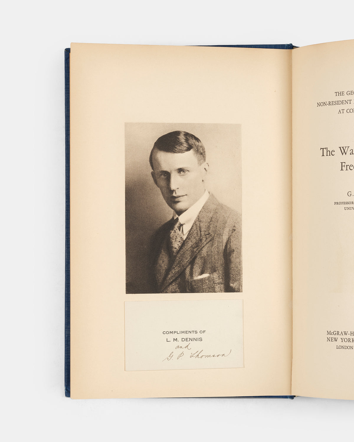 First edition of physicist G.P. Thomson's collection of ten lectures presented at Cornell in 1929, The Wave Mechanics of Free Electrons.