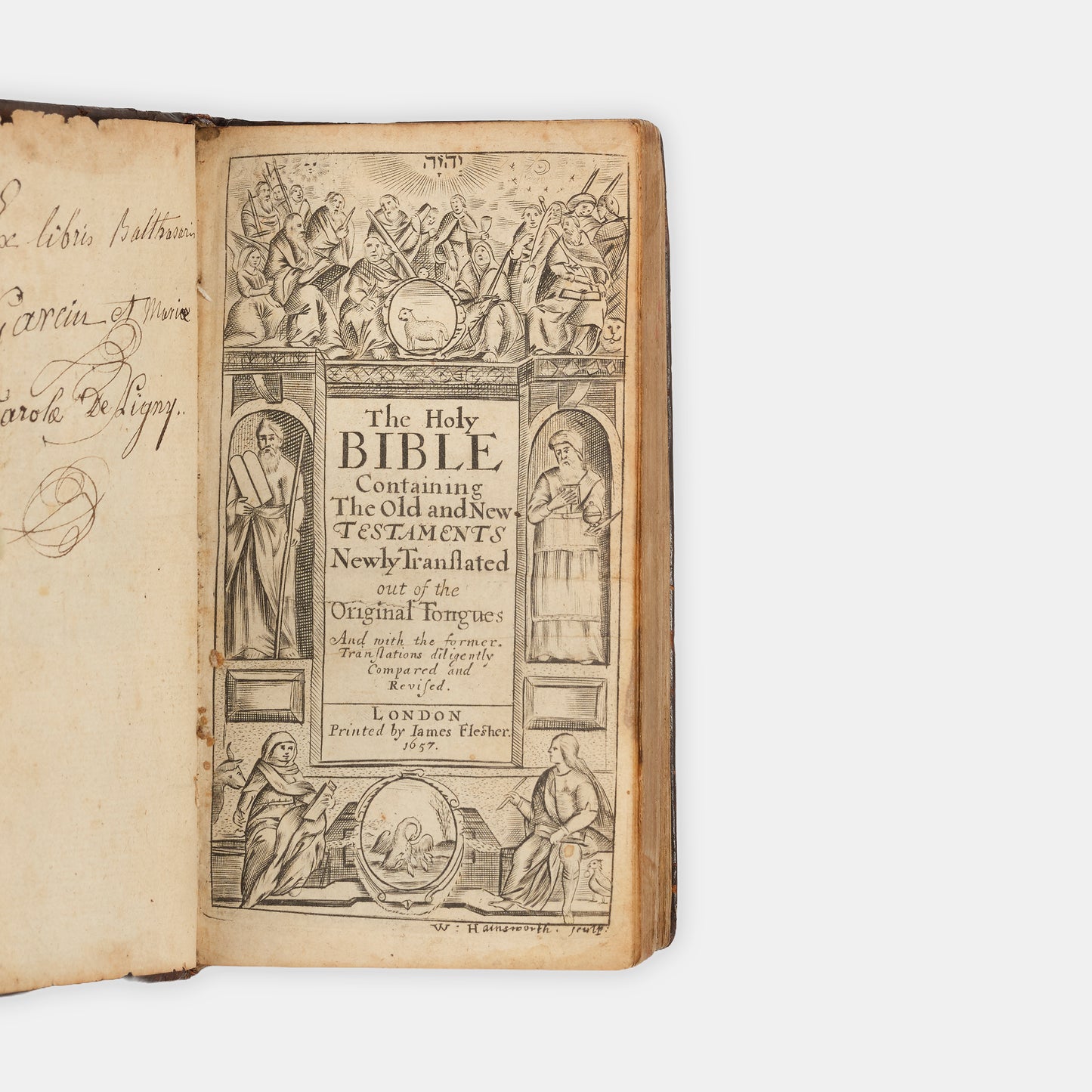 A charming, mid-seventeenth century 'fan' binding of dark brown calfskin tooled in gilt, enclosing a scarce pocket edition of the Kind James Bible