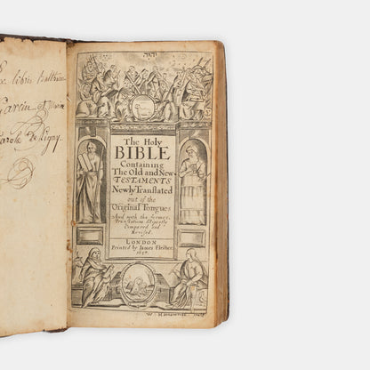 A charming, mid-seventeenth century 'fan' binding of dark brown calfskin tooled in gilt, enclosing a scarce pocket edition of the Kind James Bible