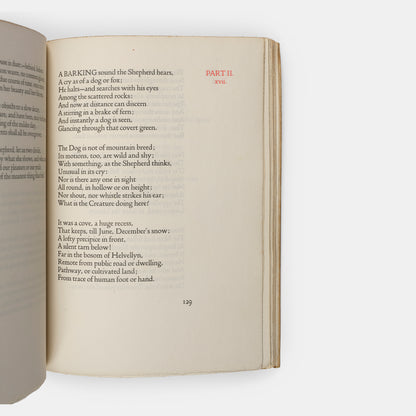 A Doves Press publication comprising poems by William Wordsworth, almost all of which were composed between the years 1798-1807