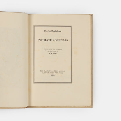 First English edition of The Intimate Journals by Charles Baudelaire, one of 50 copies signed by T.S. Eliot.
