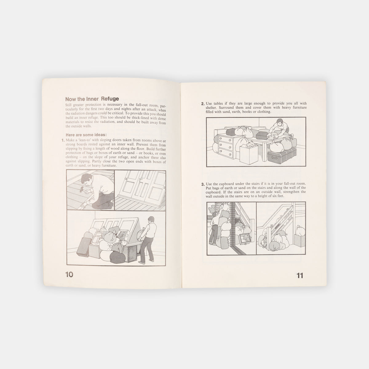 Uncommon first editions of the UK's famous <em>Protect and Survive</em> civil defense pamphlet, its companion volume, <em>Domestic Nuclear Shelters</em>, and the parody <em>Meet Mr. Bomb.</em>