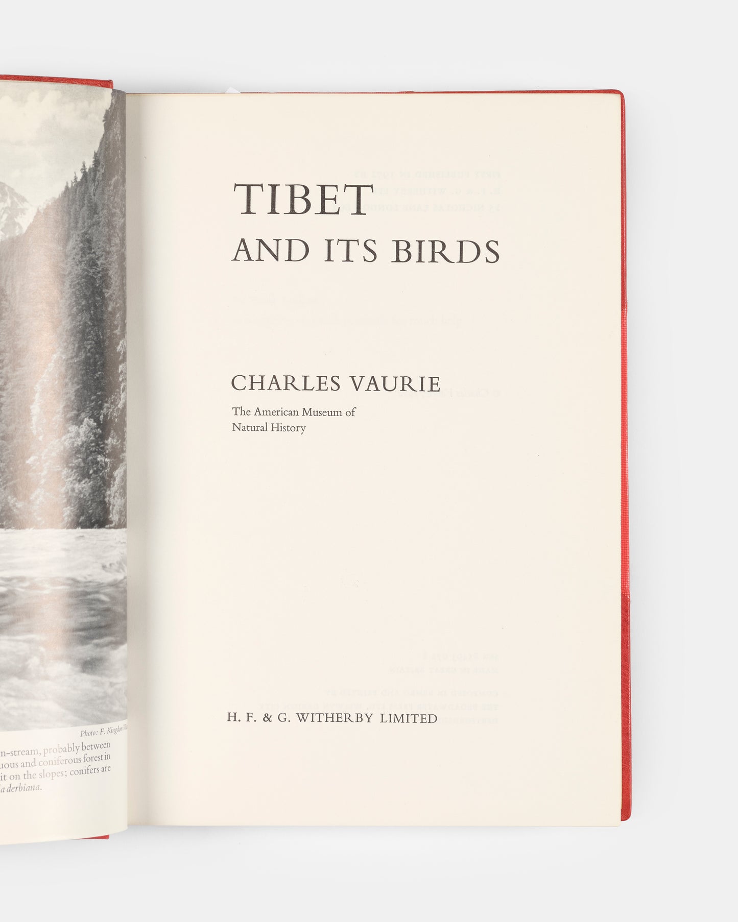 First edition, first printing, of Charles Vaurie's Tibet and Its Birds, one of 65 copies signed by the author and specially bound in red morocco.