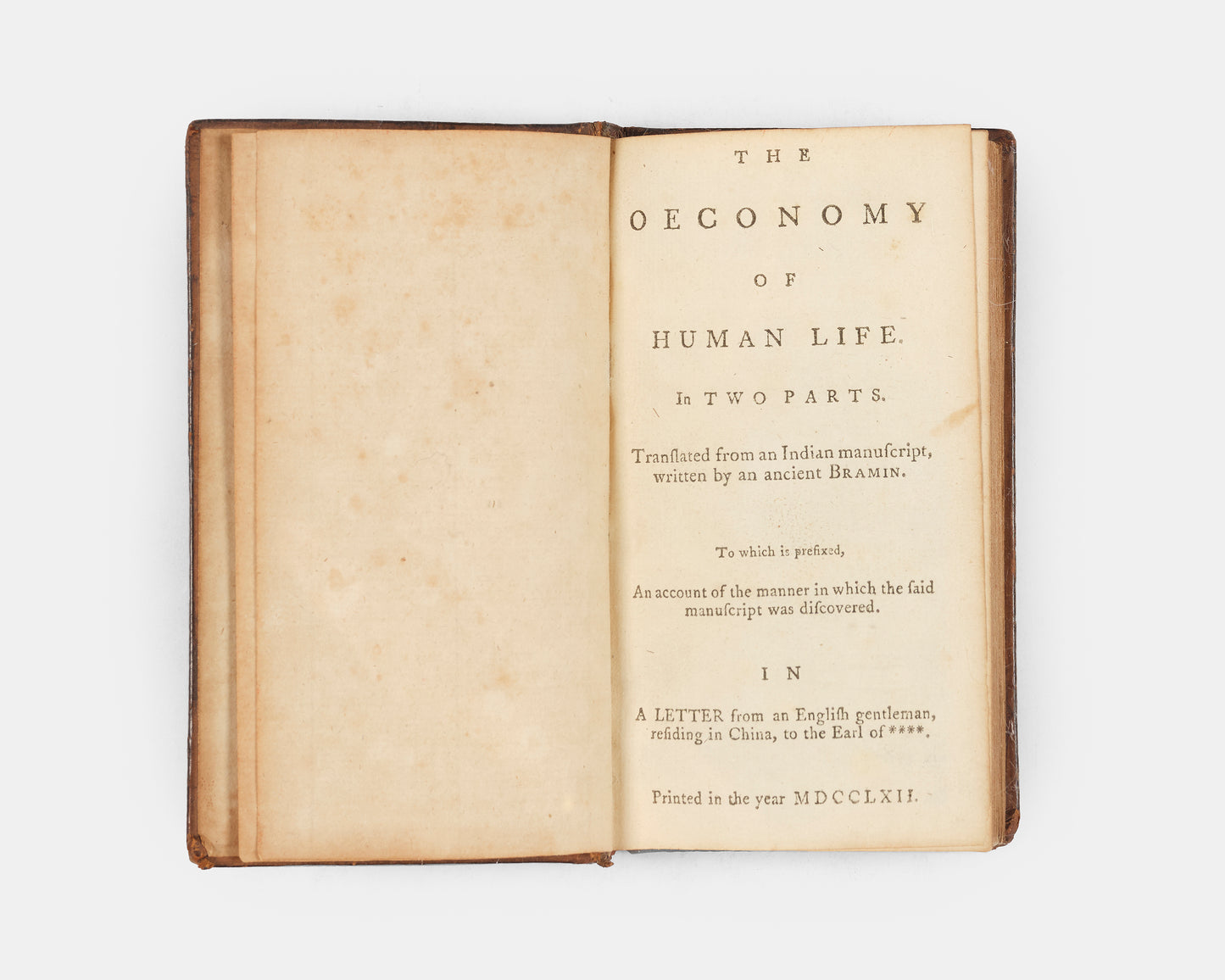 A lifetime edition of Robert Dodsley's Oeconomy of Human Life, a philosophical work which presents itself as the English translation of an ancient Indian text