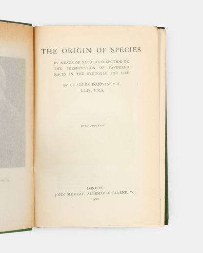 A later printing of the sixth edition of Charles Darwin's Origin of Species, in the publisher's green cloth