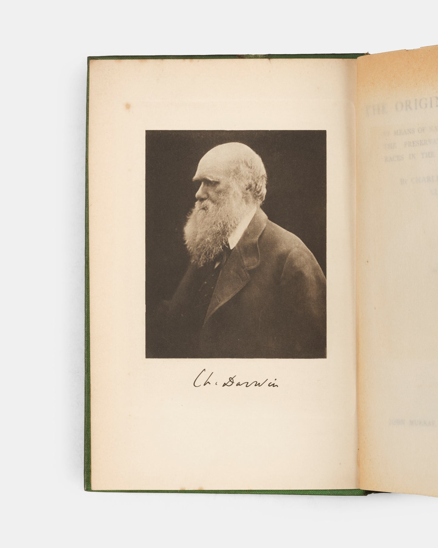 A later printing of the sixth edition of Charles Darwin's Origin of Species, in the publisher's green cloth