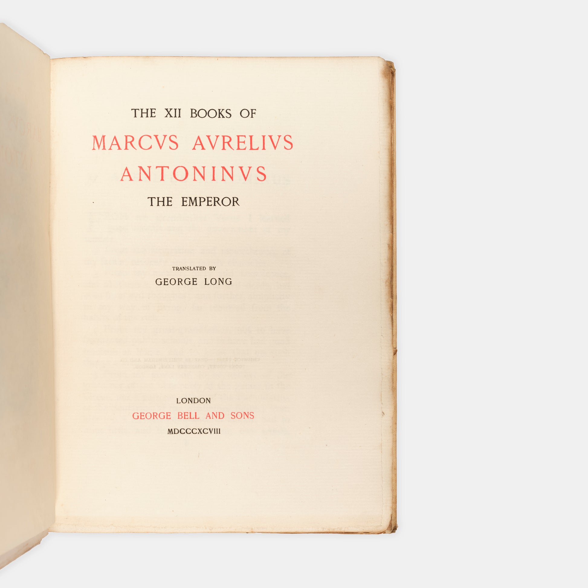The George Long translation of the meditations of the Roman Emperor Marcus Aurelius Antoninus