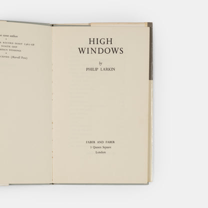First edition of High Windows by Philip Larkin, inscribed by the author to his editor Brian Cox.