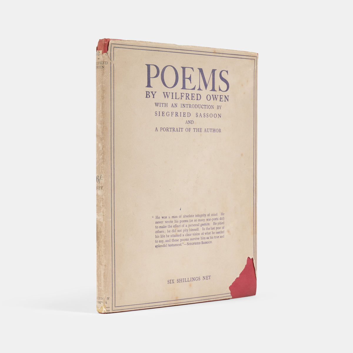 A first edition, first impression of Poems by Wilfred Owen, one of only 1000 copies.