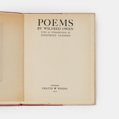 A first edition, first impression of Poems by Wilfred Owen, one of only 1000 copies.