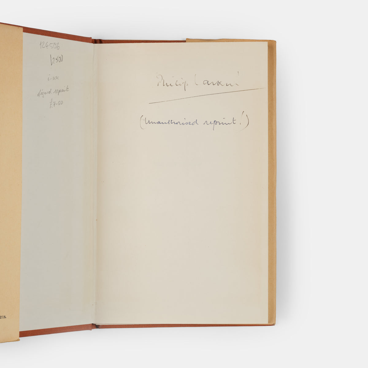 Pirated edition of The North Ship by Philip Larkin, signed by the author.