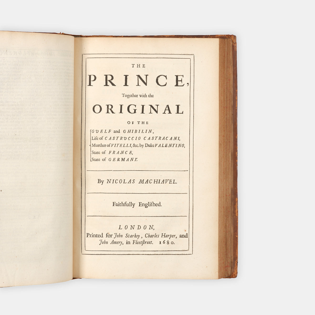 The second edition of the collected works in English of Niccolò Machiavelli, bound in cotnemporary blind-ruled calf