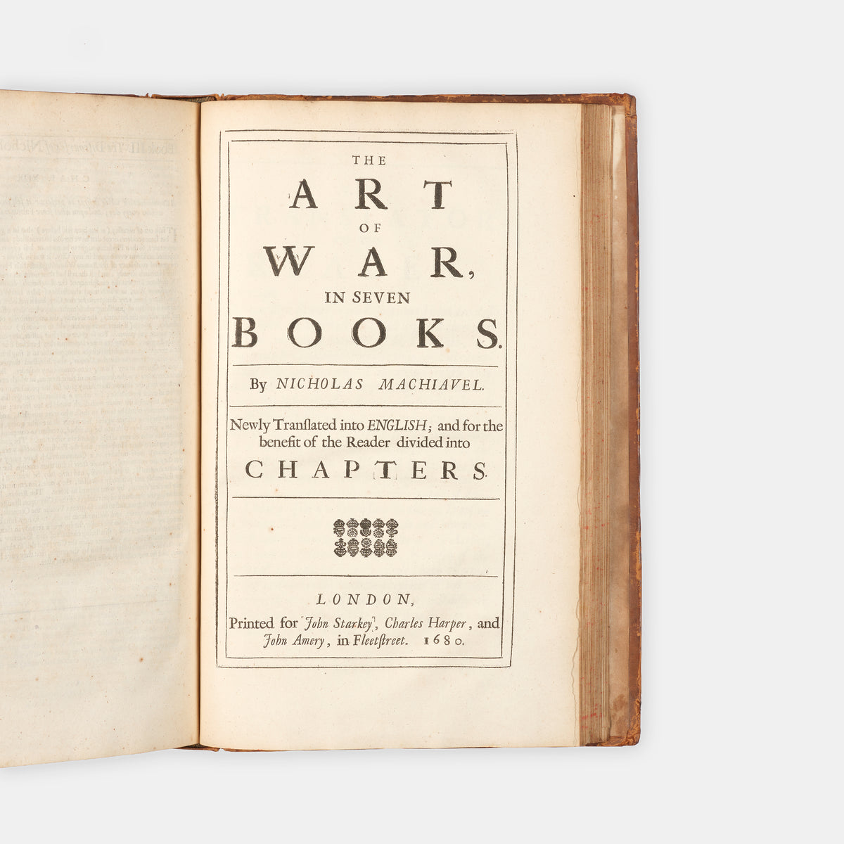 The second edition of the collected works in English of Niccolò Machiavelli, bound in cotnemporary blind-ruled calf