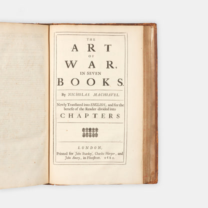 The second edition of the collected works in English of Niccolò Machiavelli, bound in cotnemporary blind-ruled calf