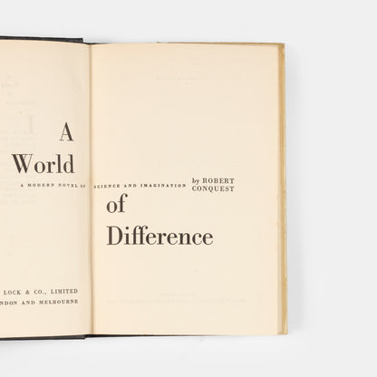 First edition of the science fiction novel World of Difference by poet and Soviety historian Robert Conquest.