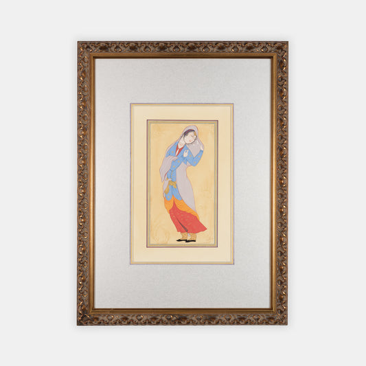 Maryam Mirzaei, illuminated painting of a girl of isfahan from 2002.
