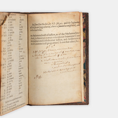 The first edition of Francis Bacon's Twoo Bookes of the proficiencie and advancement of learning, one of his earliest philosophical works and the only one published in England