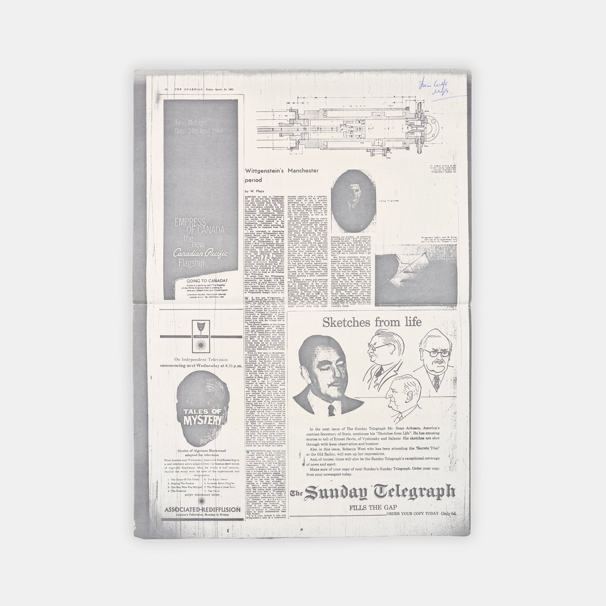 One of only four known copies of this unpublished and Unfinished Draft of a Skethc of a Biography of Ludwig Wittgenstein by Friedrich August von Hayek