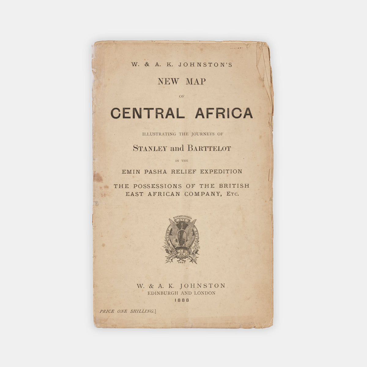 Rare map showing Stanley's travels on the Emin Pasha Relief Expedition, only in 2 UK institutions and not in BL.