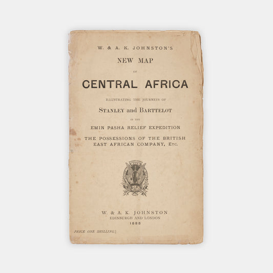 Rare map showing Stanley's travels on the Emin Pasha Relief Expedition, only in 2 UK institutions and not in BL.