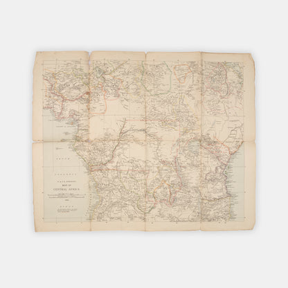 Rare map showing Stanley's travels on the Emin Pasha Relief Expedition, only in 2 UK institutions and not in BL.