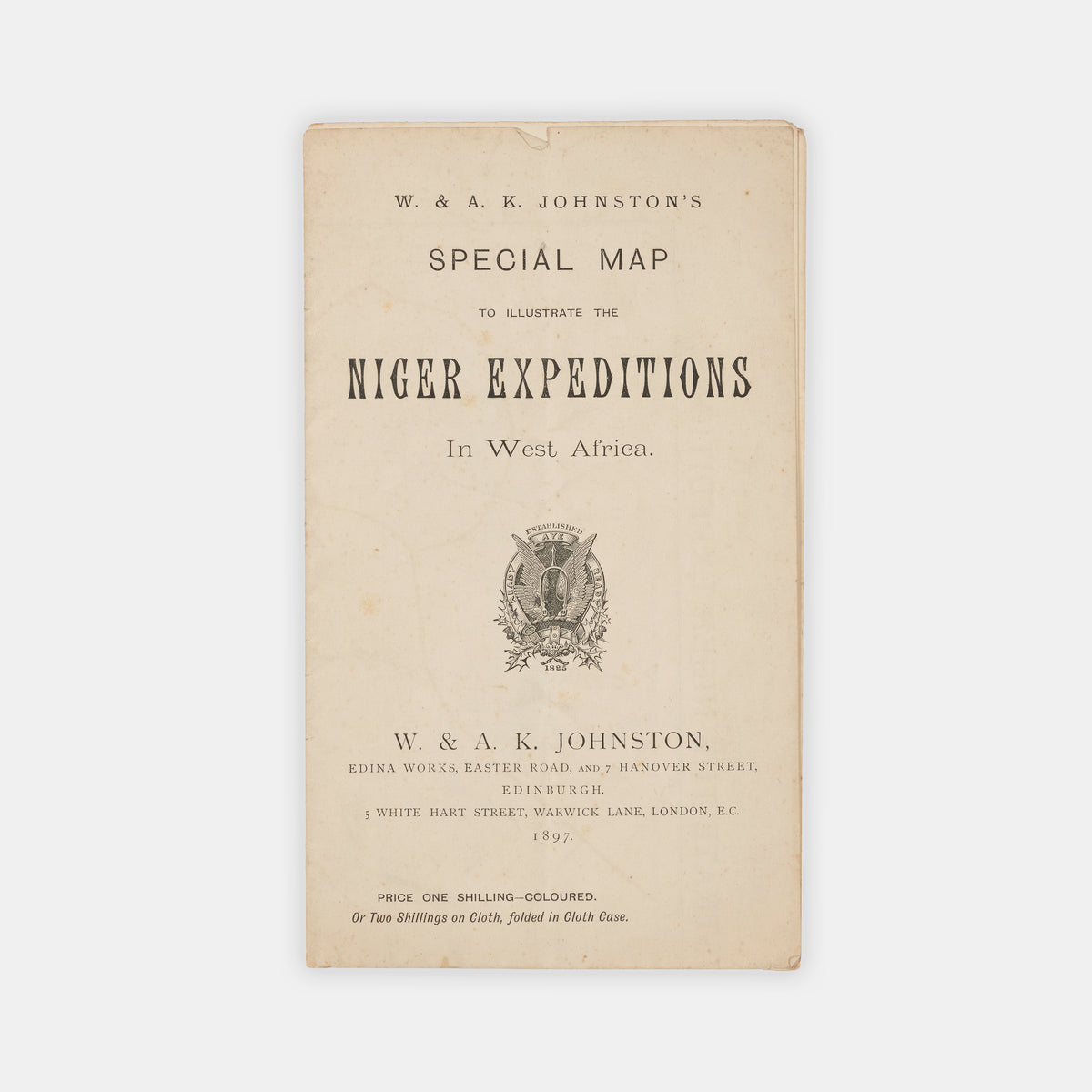 Rare map showing the expeditions of the Royal l Niger Company, one of whose aims was the suppression of the slave trade, and the Benin Expedition