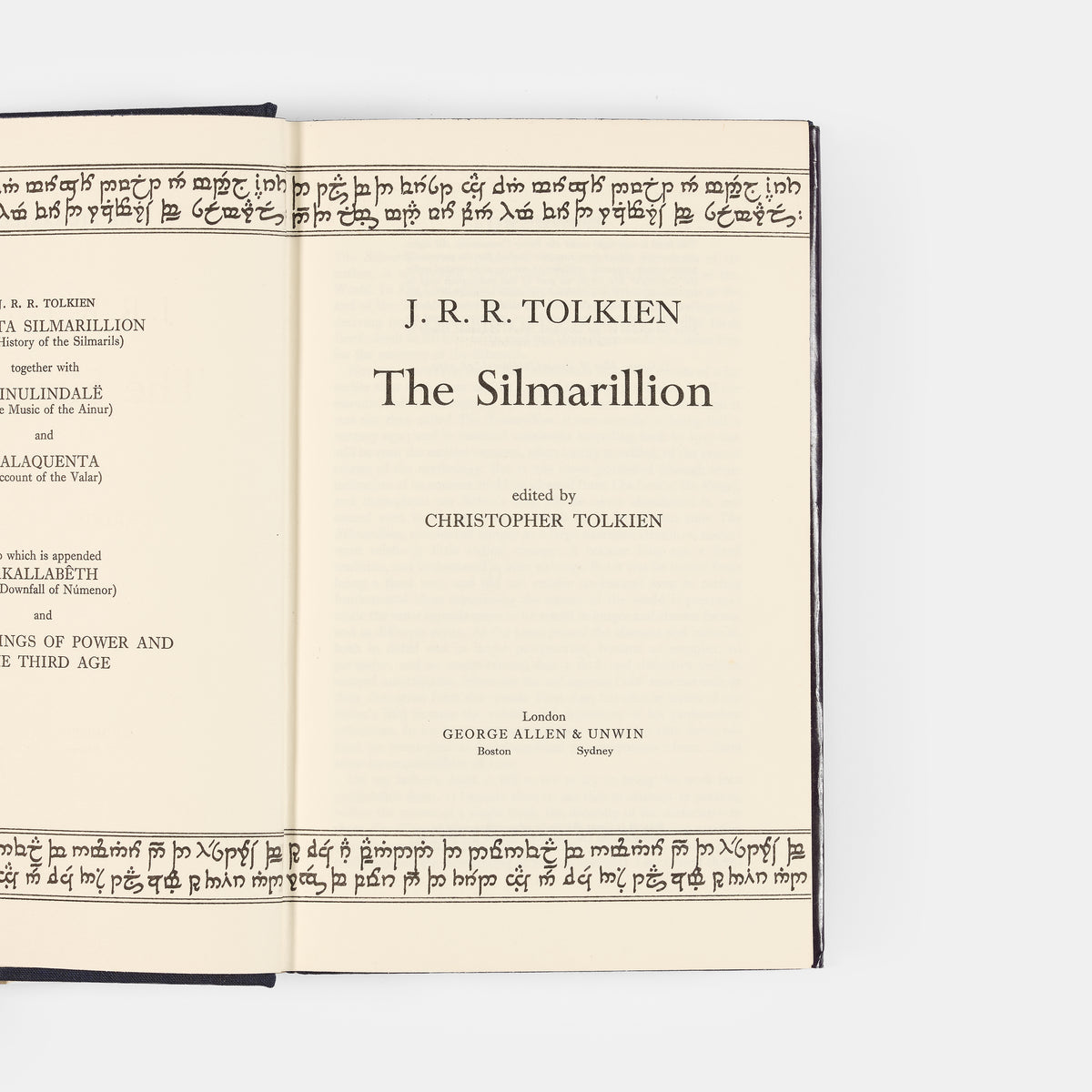 The first edition of J.R.R. Tolkien's posthumously published tales of The Silmarillion