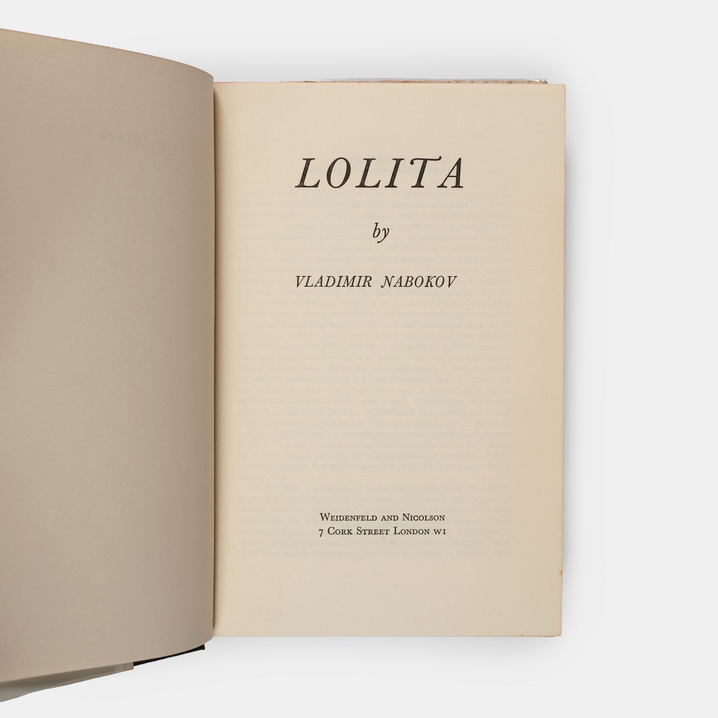 First UK edition, first impression of Nabokov's Lolita in the dust jacket