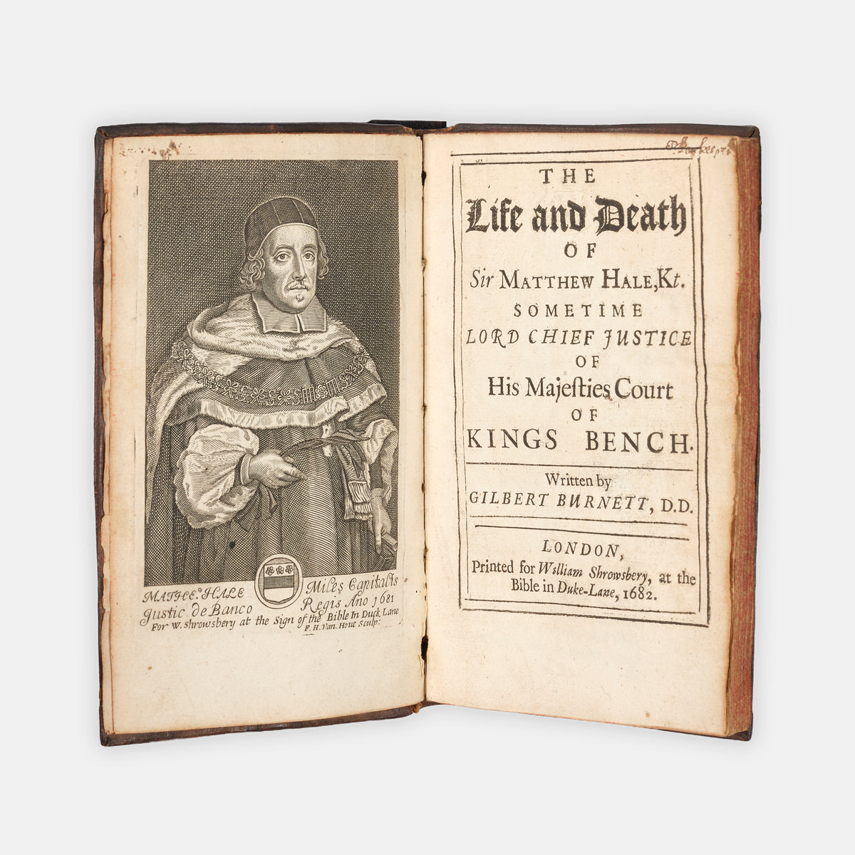 A scarce life of the jurist Sir Matthew Hale by Gilbert Burnet, with provenance for the Earls of Macclesfield