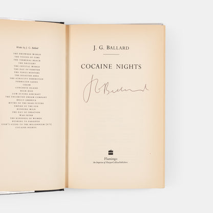First edition of Cocaine Nights by J.G. Ballard, signed by the author. 
