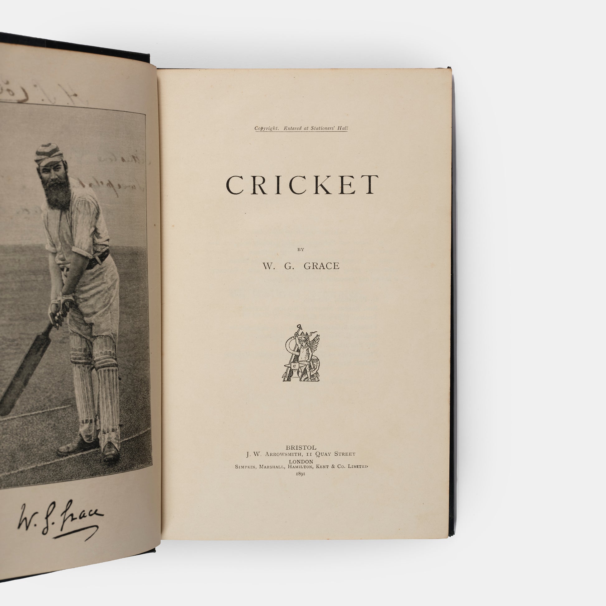 A first edition of Cricket by W.G. Grace, often hailed one of the greatest cricketers of all time.