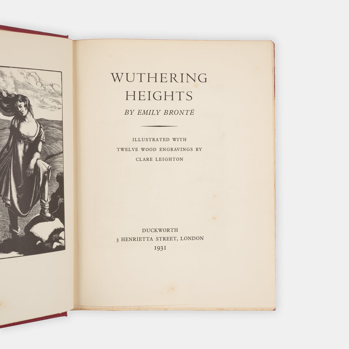 The first edition thus of Wuthering Heights by Emily Bronte with illustrations by Clare Leighton.