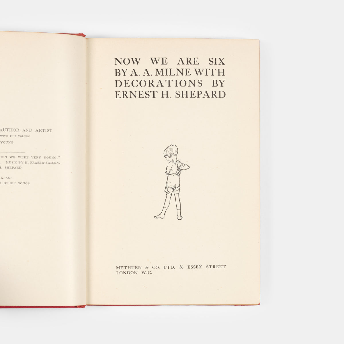 A lovely first edition of the deluxe issue of Now We Are Six by A.A. Milne and illustrated by E.H. Shepard.
