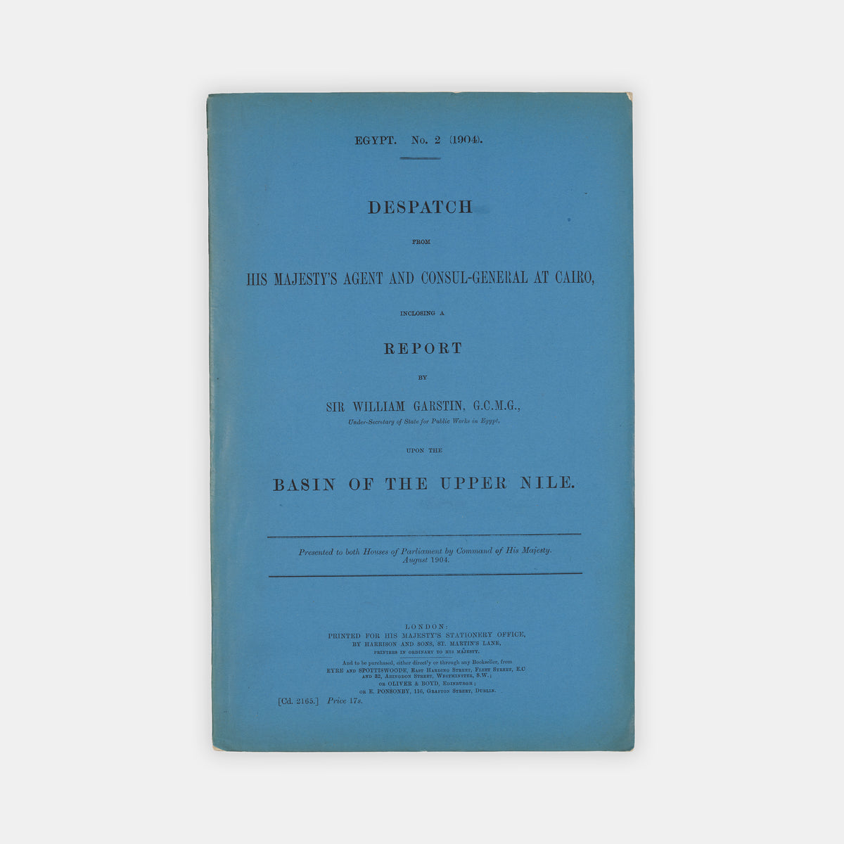 First editions of Garstin's 1901 and 1904 Reports on the Irrigation and Basin of the Upper Nile, from the noted collection of Humphrey Winterton, one of the greatest collectors of East Africa in the last quarter of the twentieth century.