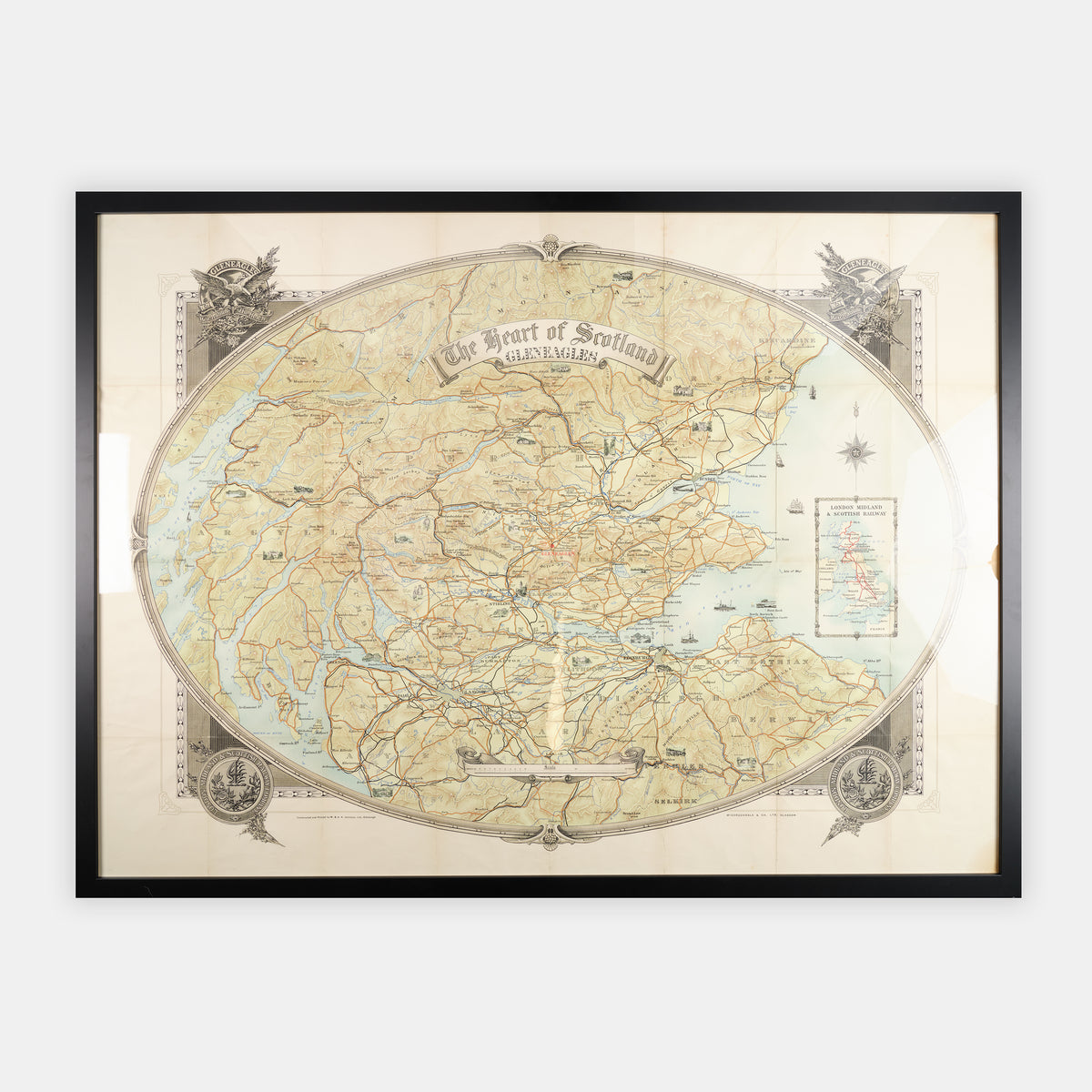 A large chromolithographic map of Gleaneagles by W. & A.K. Johnston