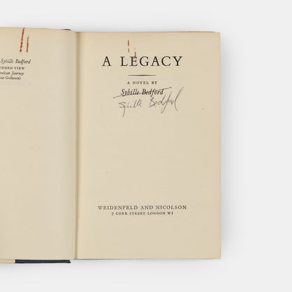 James Stern's copy of A Legacy by Sybille Bedford, first edition signed by the author.