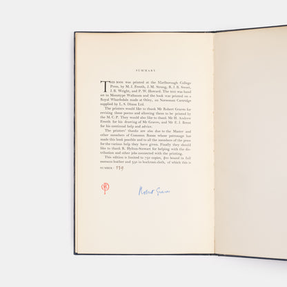 First edition of The More Deserving Cases by Robert Graves. One of 750 copies, signed by the author.