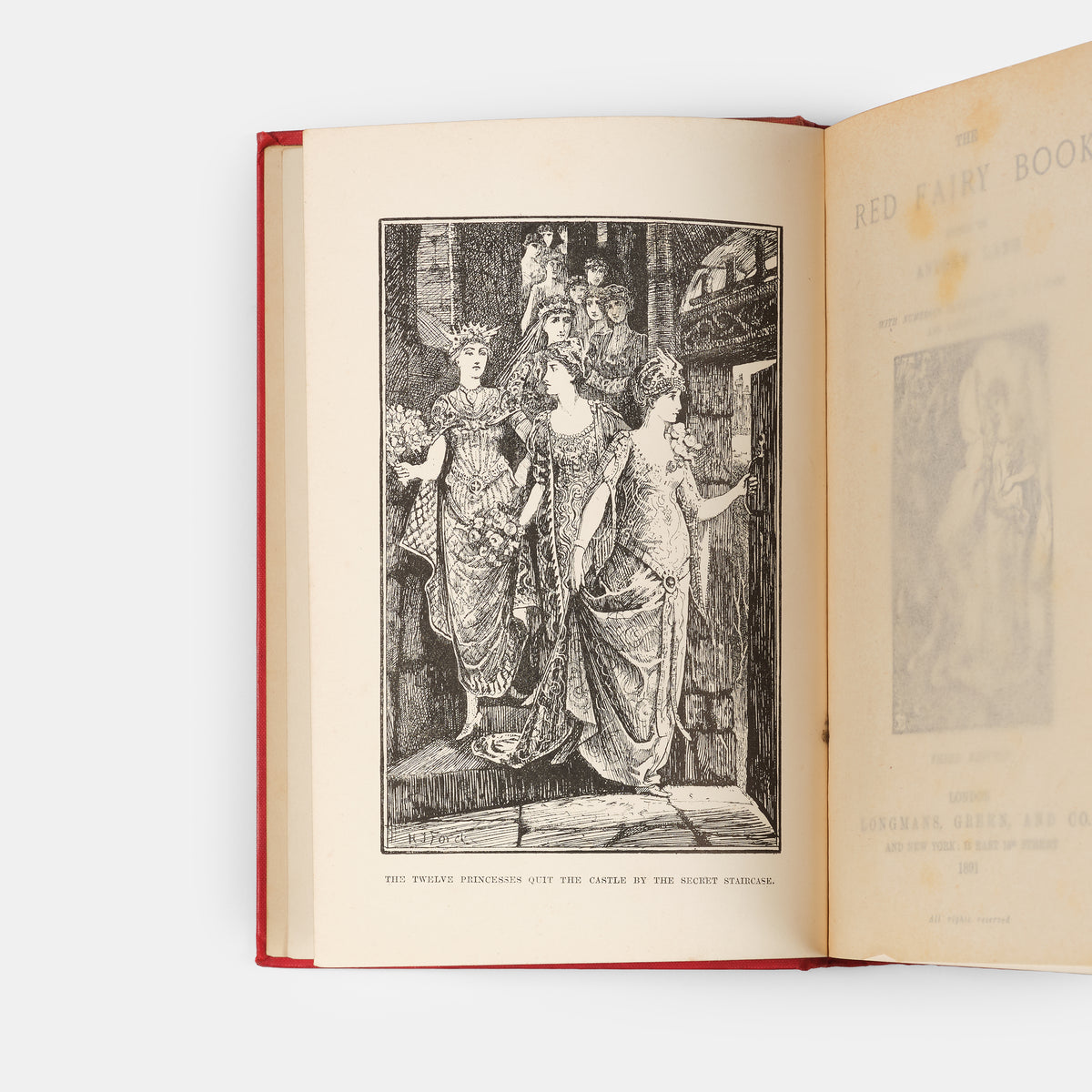 A lovely copy of The Red Fairy Book, edited by Andrew Lang and illustrated by H.J. Ford.