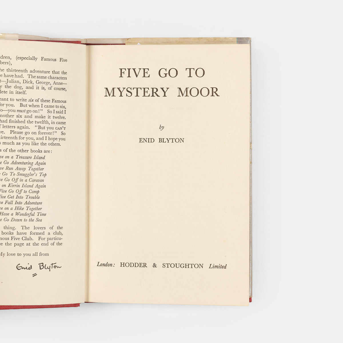 A wonderful first edition, first impression of Five Go To Mystery Moor by the classic children's writer Enid Blyton. 