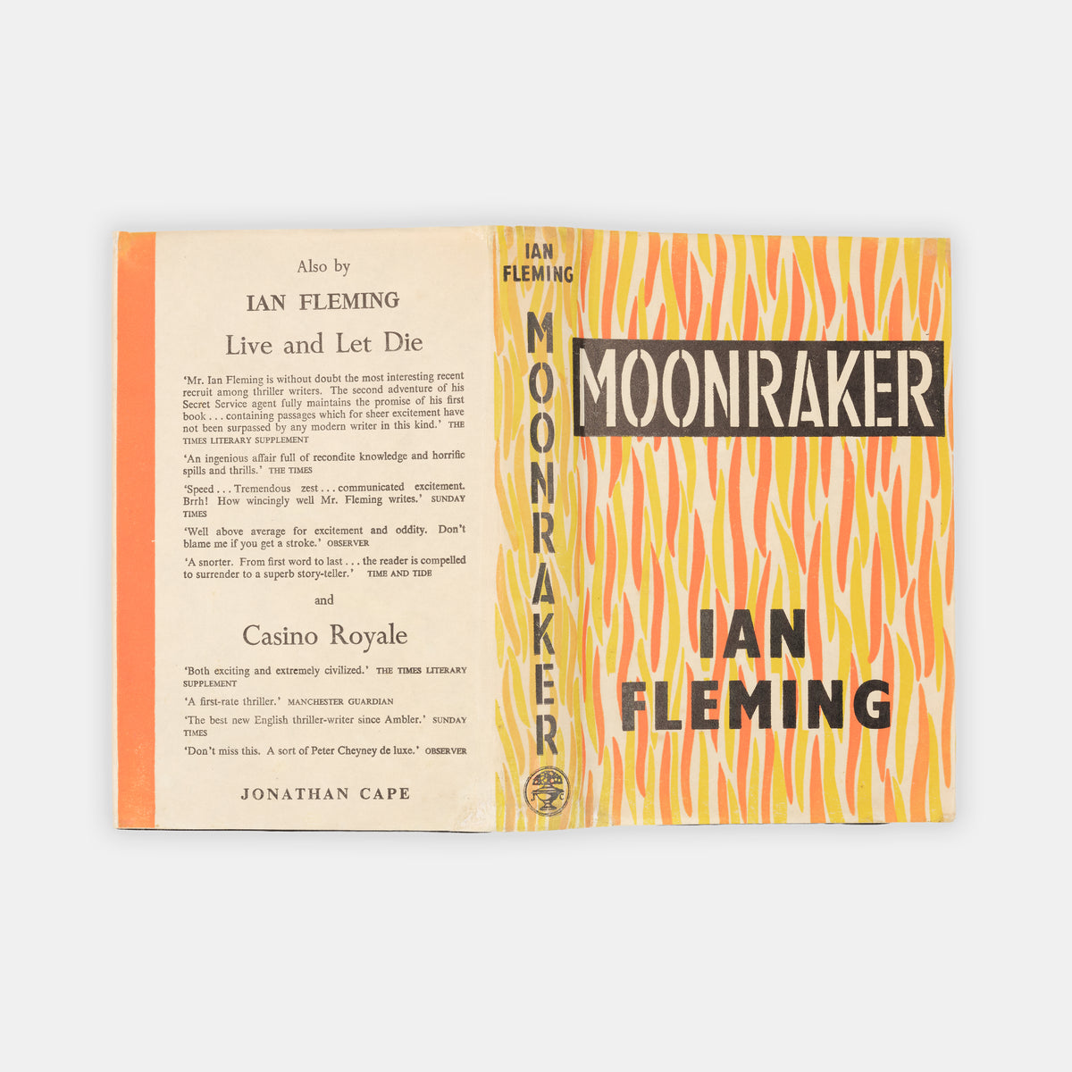 A first edition, first impression of Moonraker by Ian Fleming, the third book in the James Bond series.