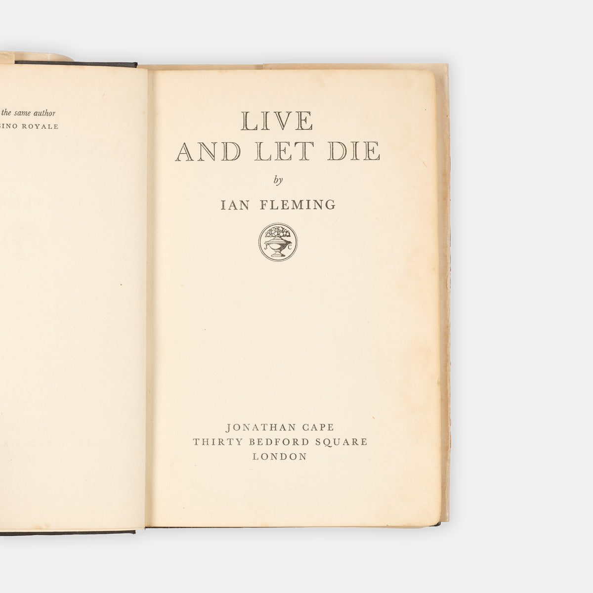 A first edition of Live and Let Die by Ian Fleming, the second book in the James Bond series.