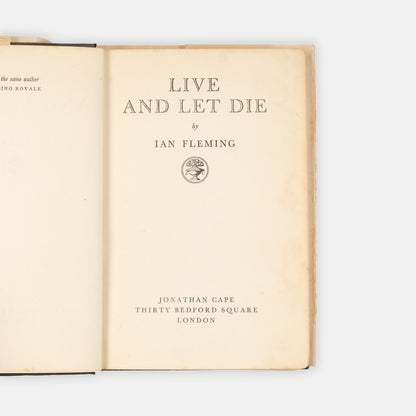 A first edition of Live and Let Die by Ian Fleming, the second book in the James Bond series.