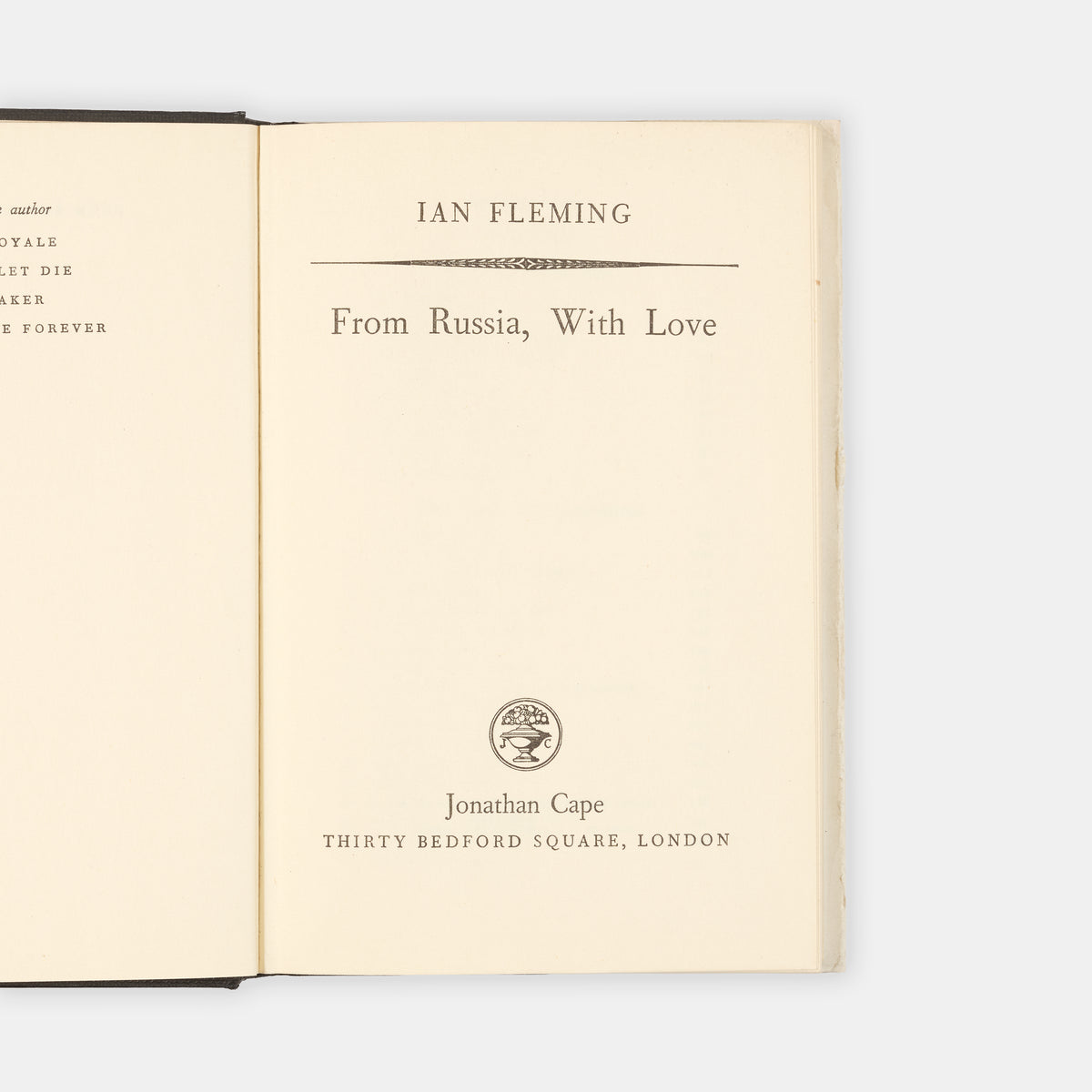 A first edition, first impression of From Russia with Love by Ian Fleming, the fifth book in the James Bond series.