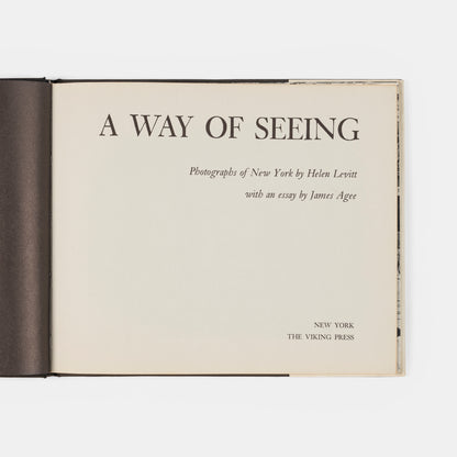 Helen Levitt's A Way of Seeing is a key 'New York' photography book. It was born in 1945 when she and James Agee worked together on In the Street, a documentary film shot in Harlem.