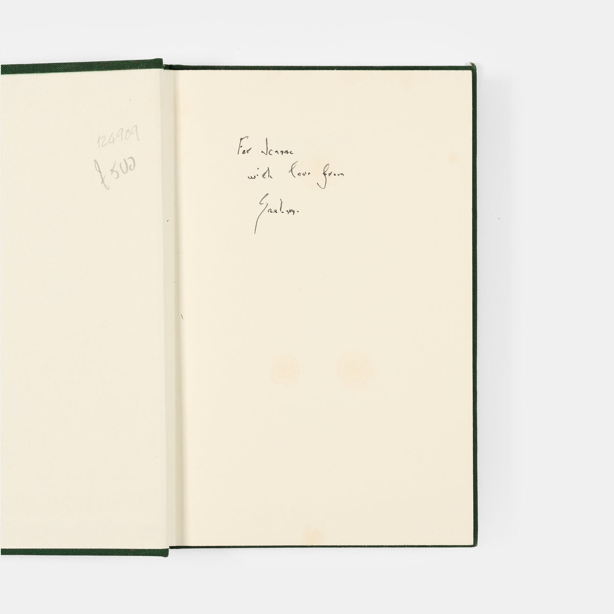 First edition of Monsignor Quixote by Graham Greene, inscribed by the author to Jeanne Stonor.