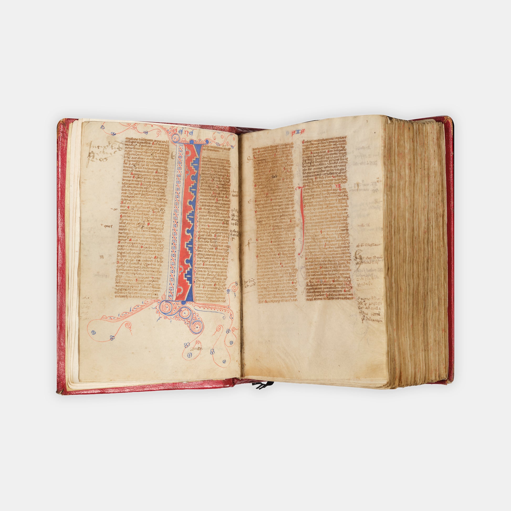 A small portable Latin Vulgate Bible on parchment, illuminated with 10 initial letters, produced in England between c.1260 and 1275