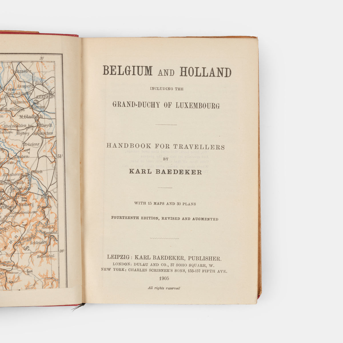 Fourteenth edition Baedeker Belgoum and Holland Guide 1905.