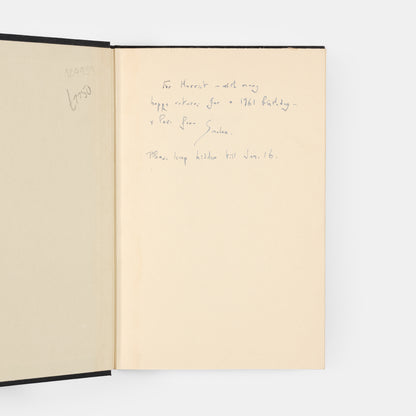 First UK edition of A Burnt-Out Case by Graham Greene, inscribed by the author to Harriet Stonor.