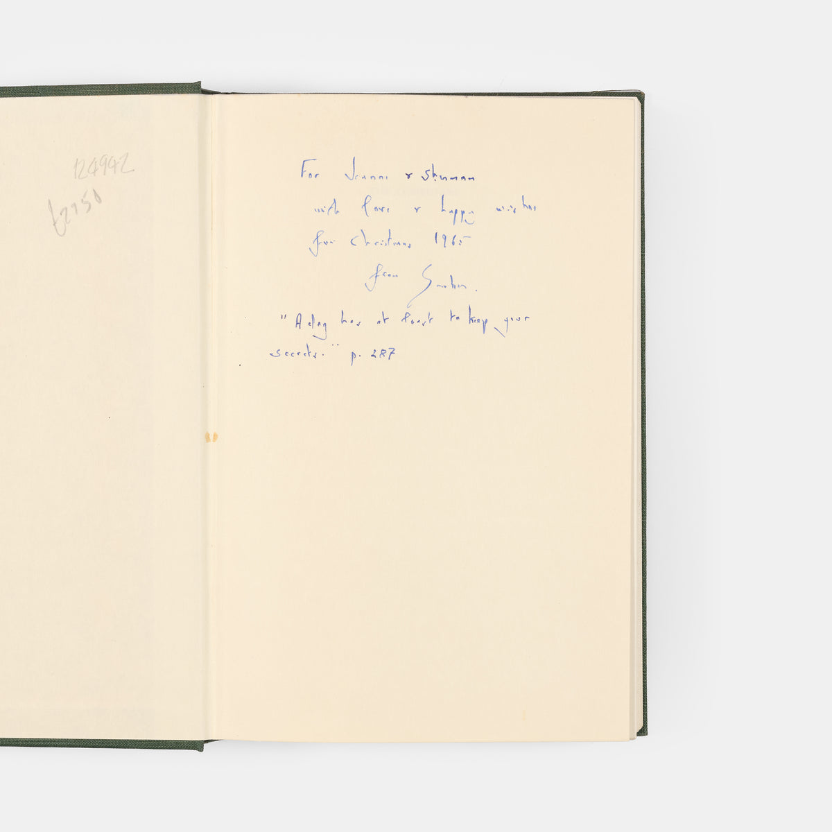 First edition of The Comedians by Graham Greene, inscribed by the author to Sherman and Jeanne Stonor.